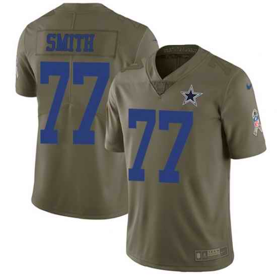 Youth Nike Cowboys #77 Tyron Smith Olive Stitched NFL Limited 2017 Salute to Service Jersey